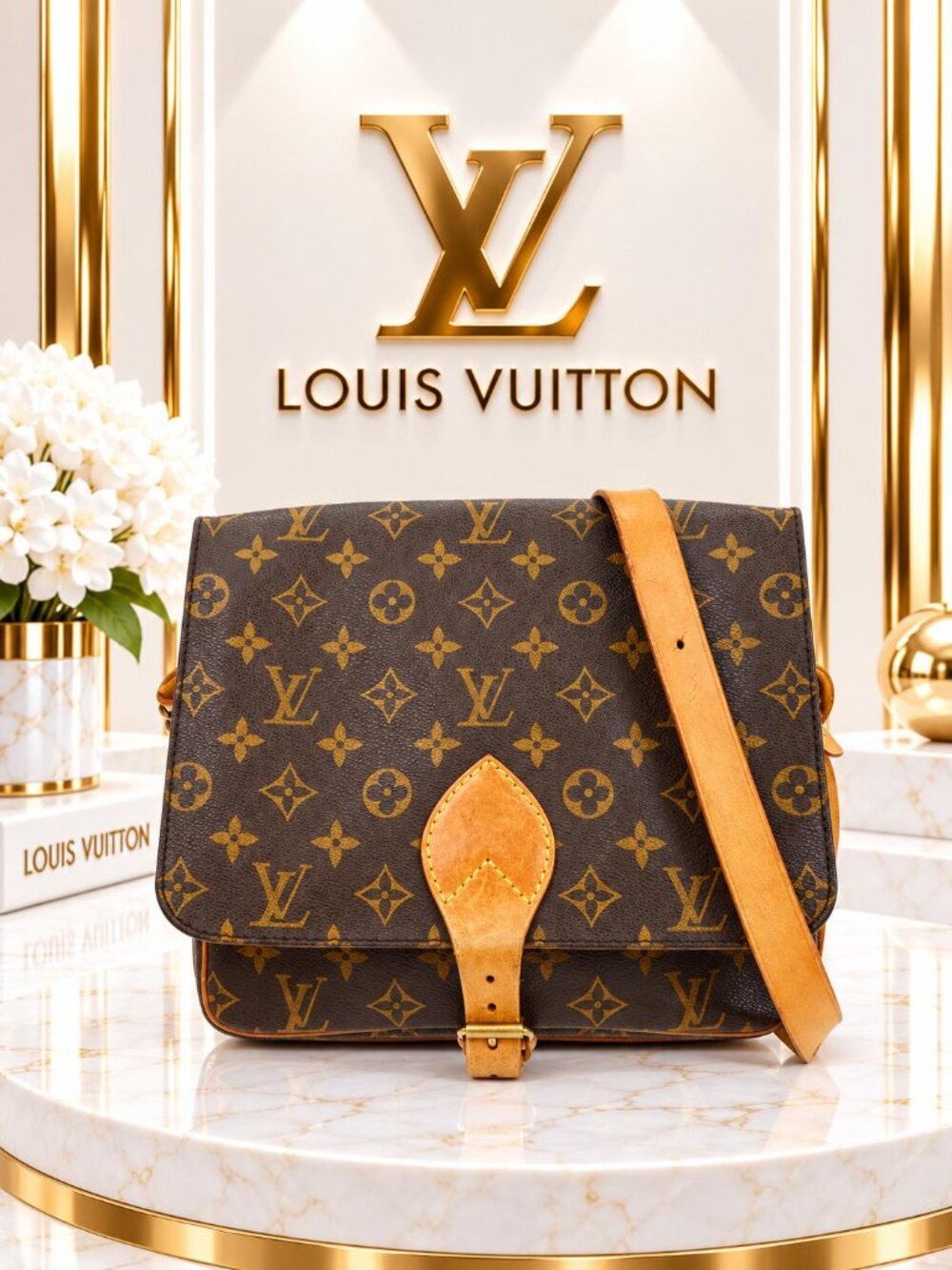 Authentic Louis Vuitton Cartouchiere GM Monogram Vintage Crossbody/Shoulder Bag